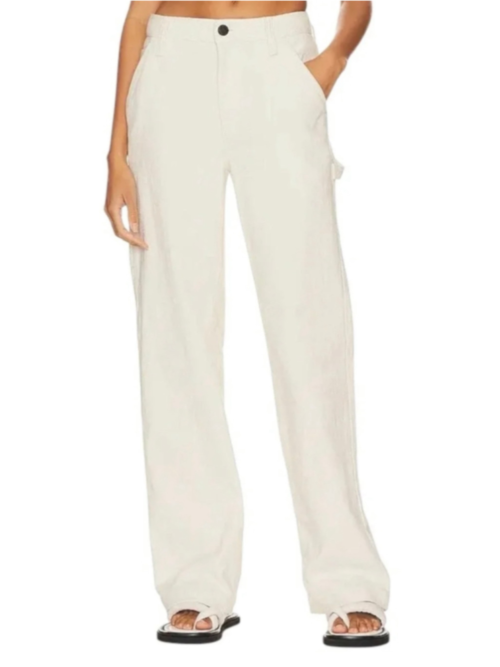 Rag & Bone Sid Carpenter Pant in Ecru Size 26 Linen Blend Wide Leg High Waist